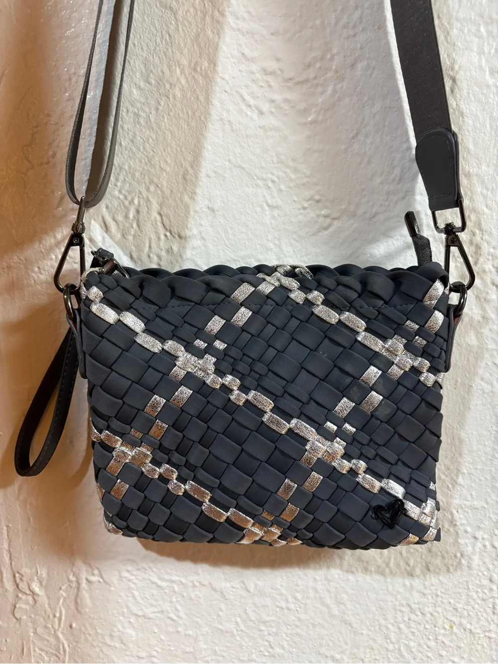 Charlotte Woven Crossbody Bag in Gray